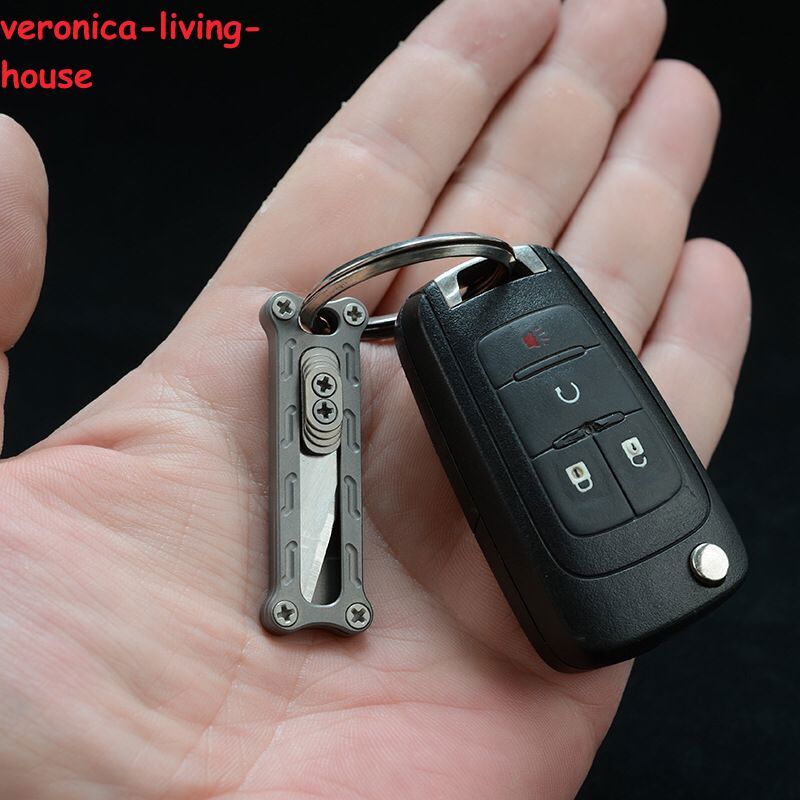 Mini Solid Brass Utility Cutter Knife Key Chain Outdoor Survival EDC Tool