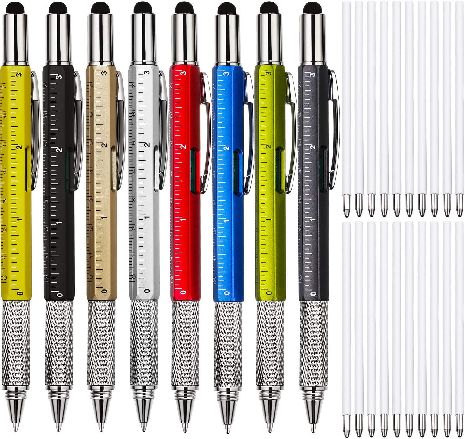 Zhanmai 8 Pcs 6 in 1 Multitool Pen Bulk Gift for Men Multi Tool Ballpoint Pen wi