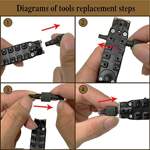 EDC Multi Tool Screwdriver Hex Bit Carrier with Carabiner Keychain Small Mult…