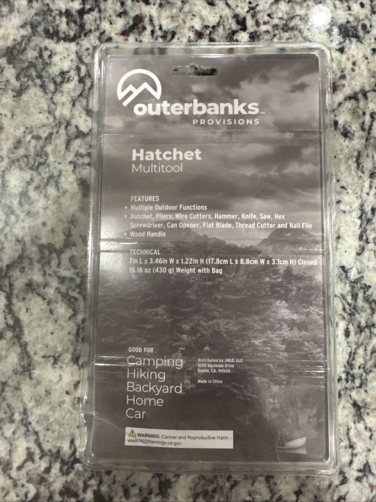 Outerbanks Provisions Hatchet Hammer Multitool ~14 Functions Stainless Wood BNIB