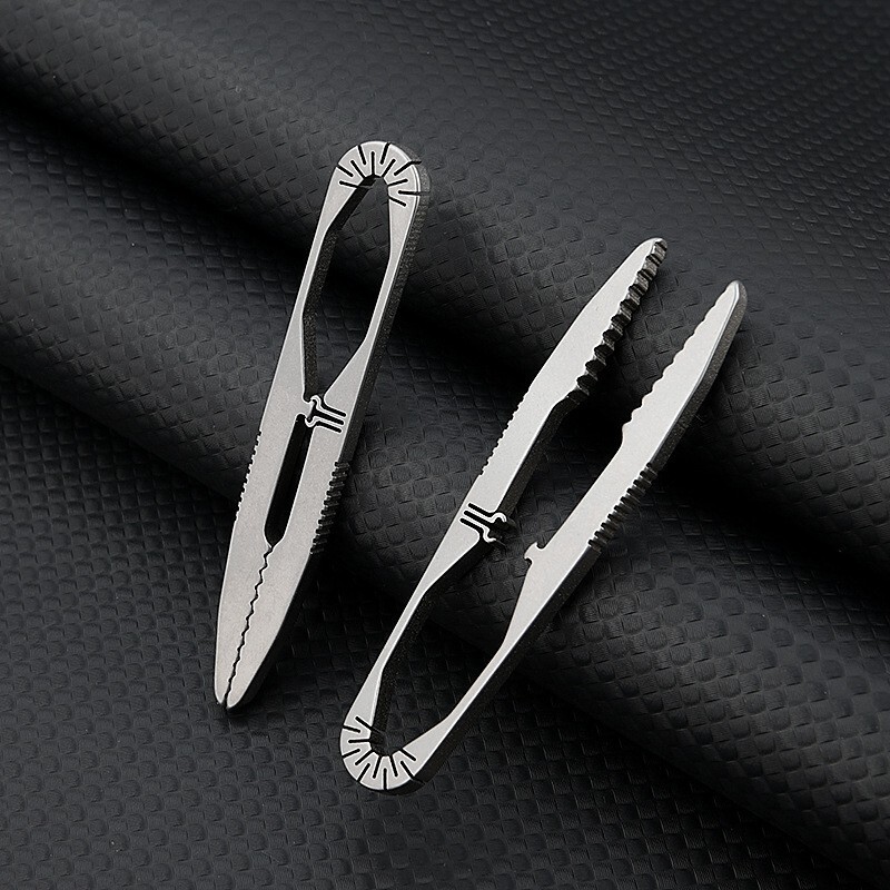 EDC Titanium Snap Tweezers Flat Head Clip Portable Outdoor Keychain Small Tool