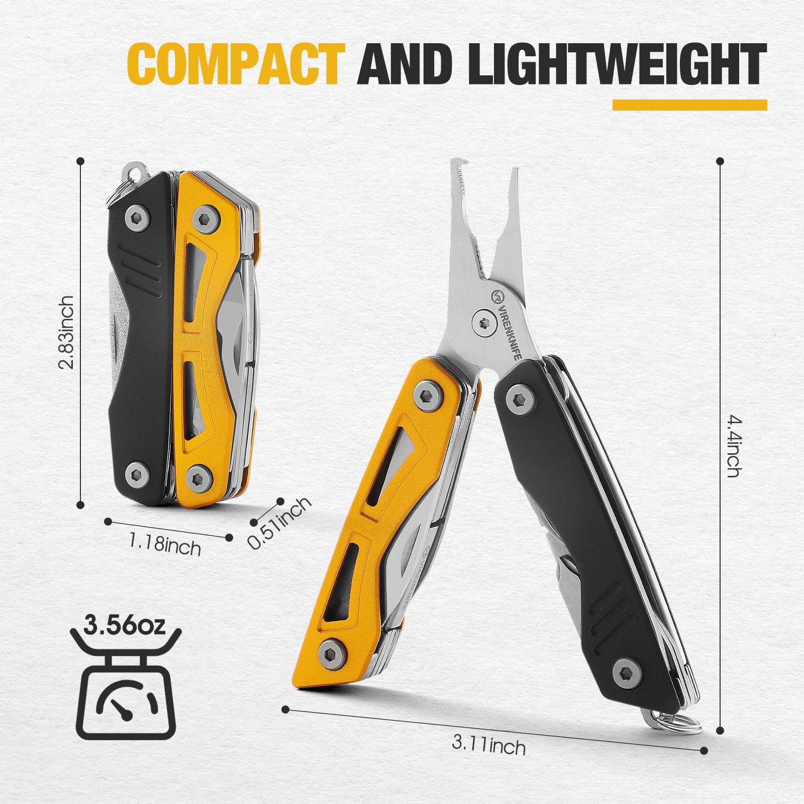 VIRENKNIFE Multitool,13-in-1 Stainless Steel Multi Tool Pliers with Pocket ,B…