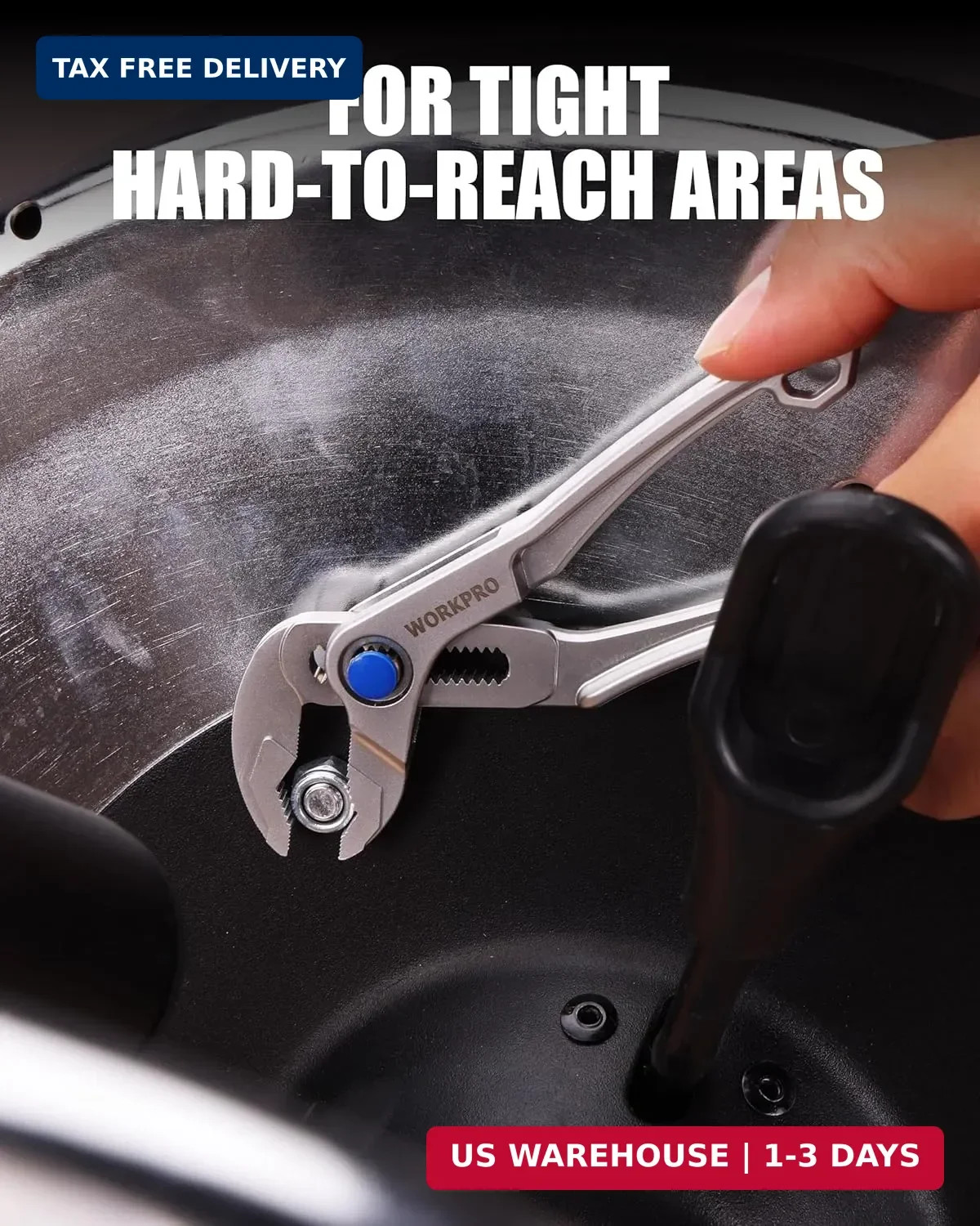 WORKPRO Mini Water Pump Pliers, 4-Inch Groove Joint Pliers, Fast Adjustable Tong