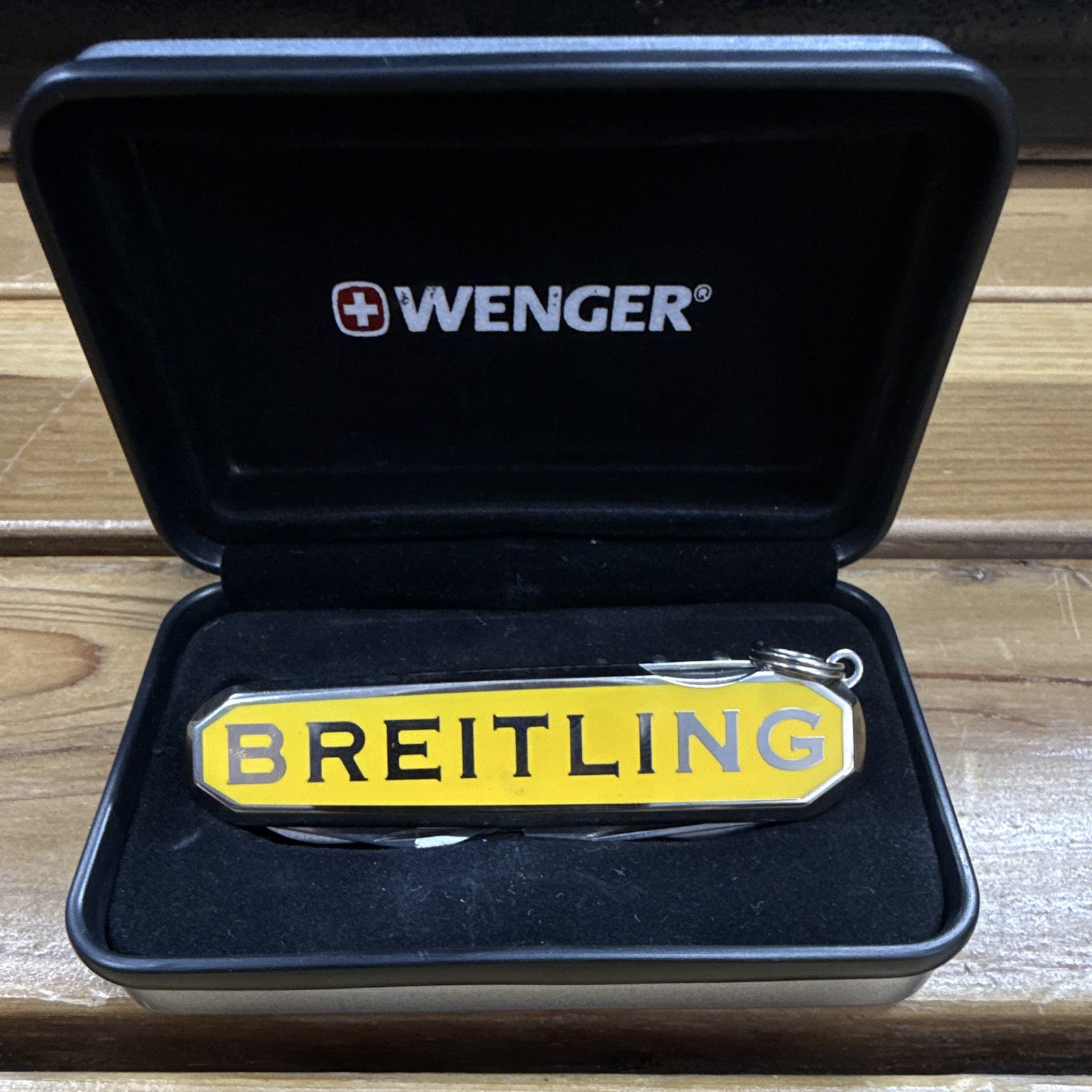 Wenger Breitling Multi-Tool 7-Tool Keyring Yellow/Silver 2.5in SS Blade