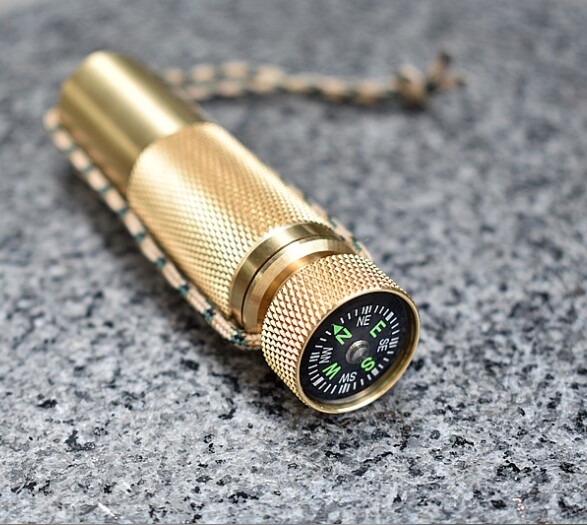 EDC Brass Waterproof Pill Case Container Box Pendant w/ Compass Outdoor Tool
