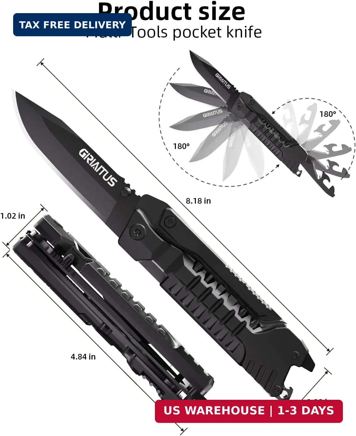 Multitool Knife 17 in 1Fire Starting Sticks, Bottle Opener, Saw Screwdrivers Bot