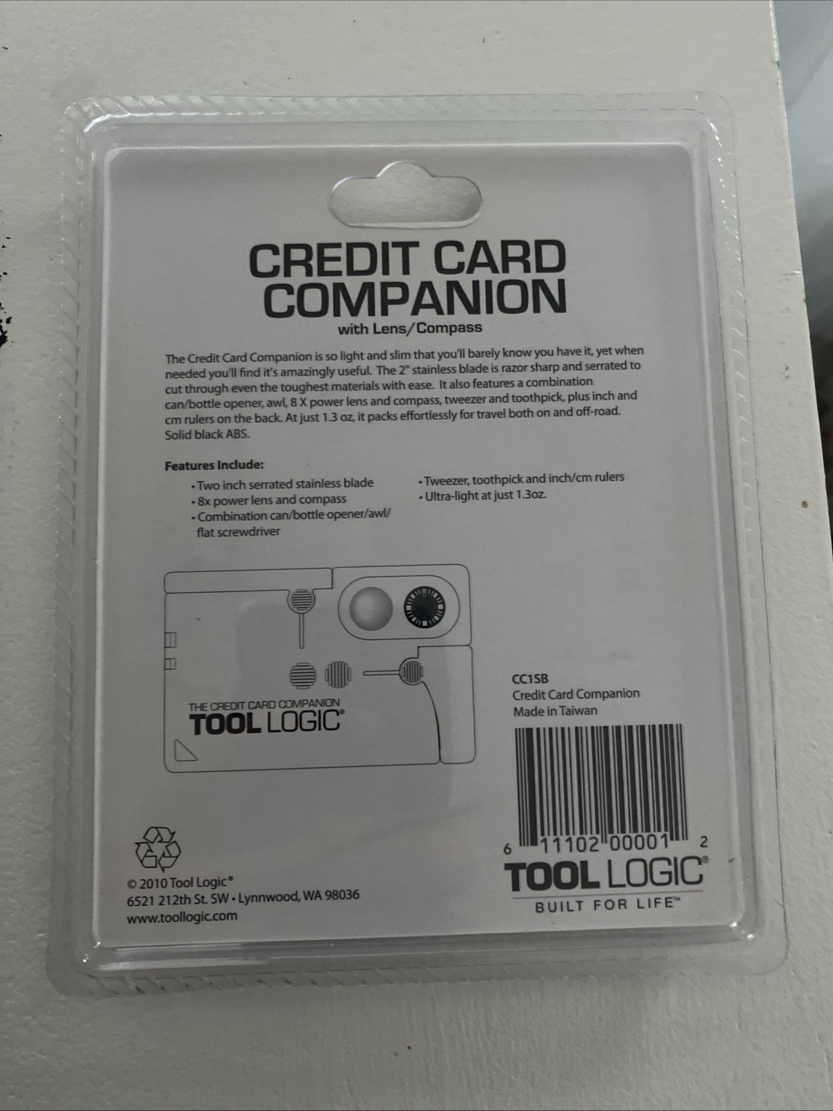 TOOL LOGIC CC1SB Credit Card Companion w/ Compass/Bottle-Opener/Pocket Knife