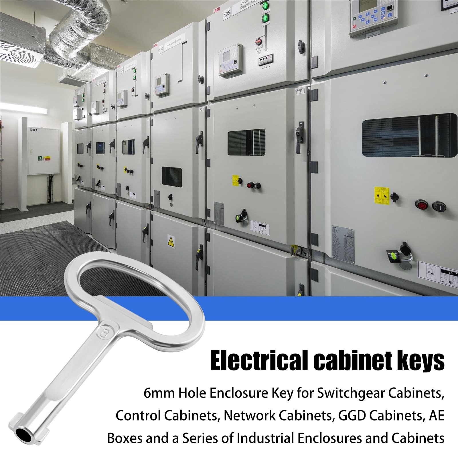 6mm Hole Electrical Cabinet Key for Switchgear Cabinets, Control Cabinets, Ne…