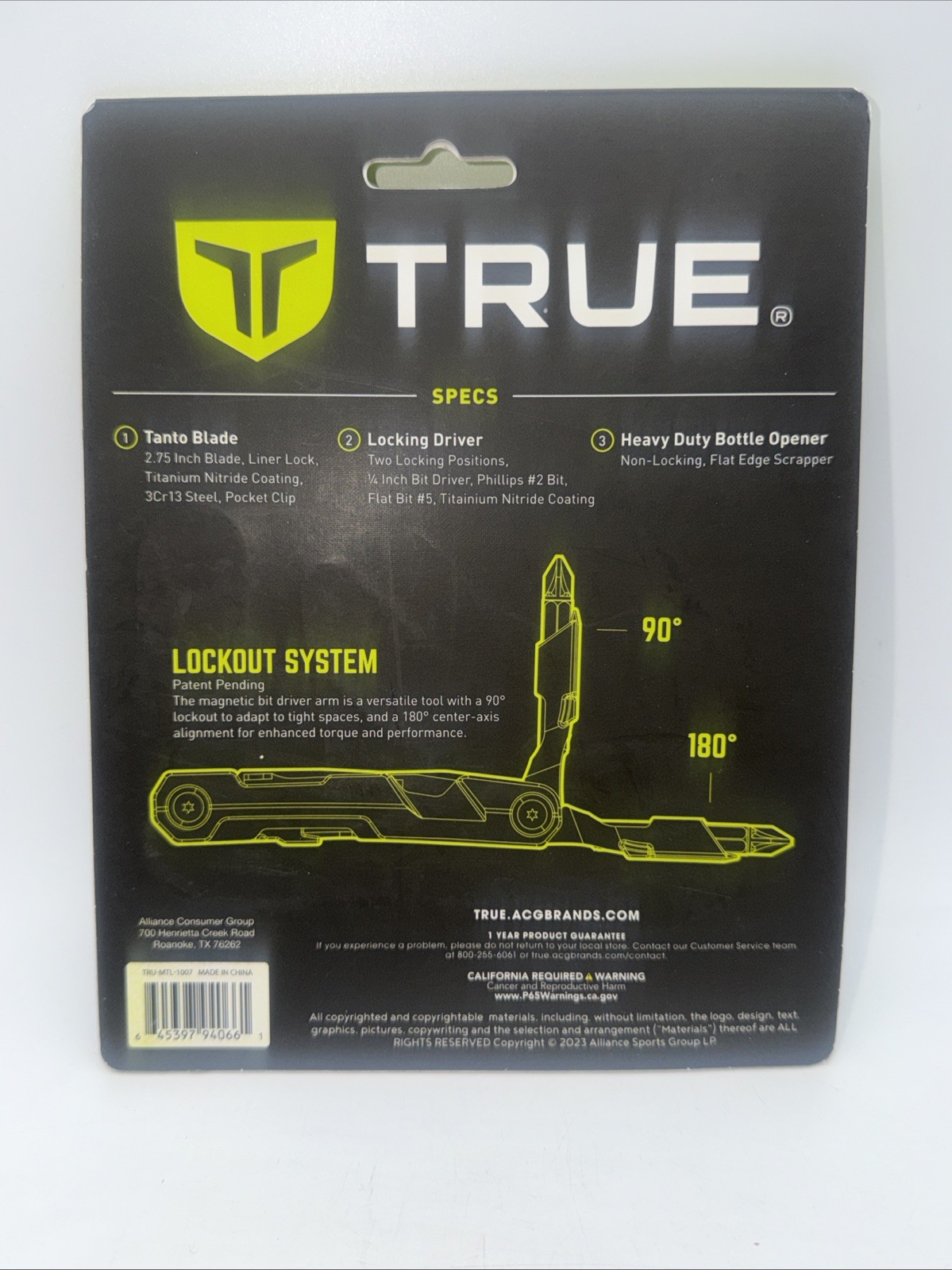 True Titanium Block Multi Tool 5-in-1 Utility Knife, Screwdriver, Bottle Open