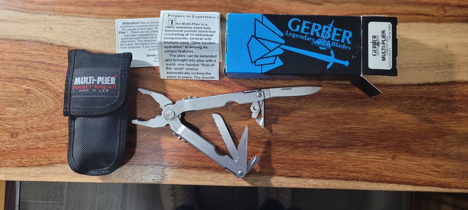 Gerber 55800 Multi-Plier Stainless Finish-Bit Driver Bits-Cloth Sheath-box&paper