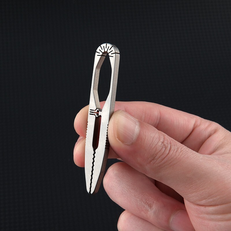 EDC Titanium Snap Tweezers Flat Head Clip Portable Outdoor Keychain Small Tool