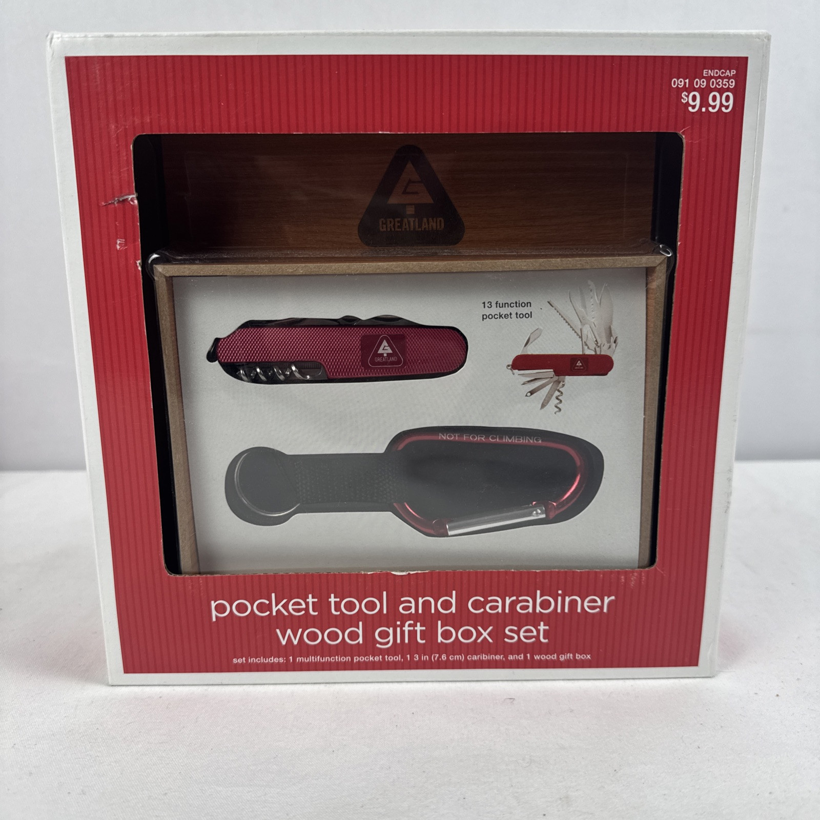 Pocket Tool And Carabiner Wood Gift Box Set NEW