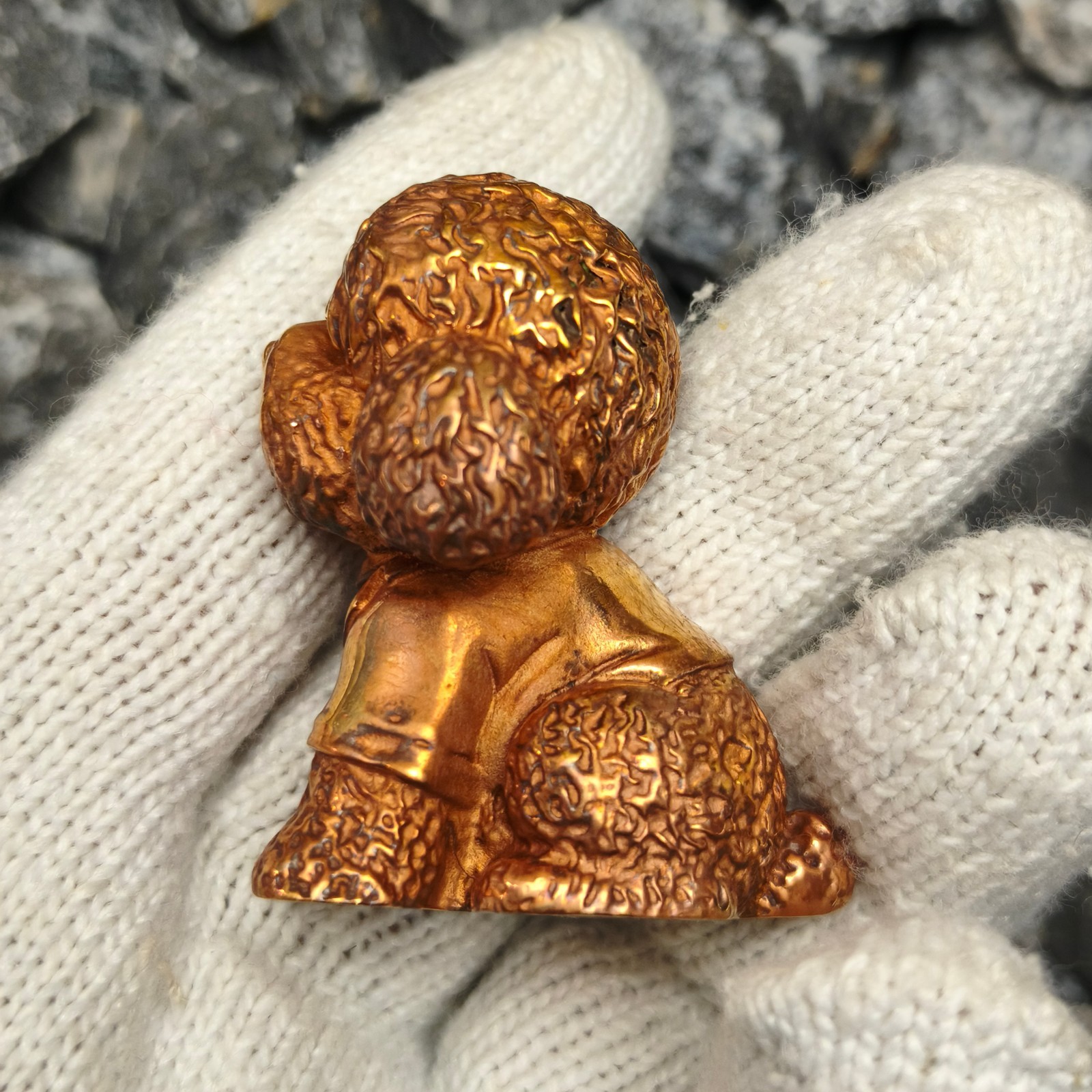 Pure copper sculpture Teddy Poodle ornament Artistic animal canine dog