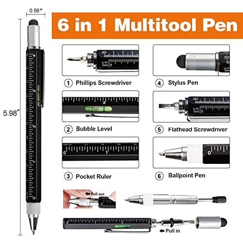 6 in 1 Multitool Tech Tool Pen Gift Pen for Men Screwdriver Ballpoint Pen 2 Pcs