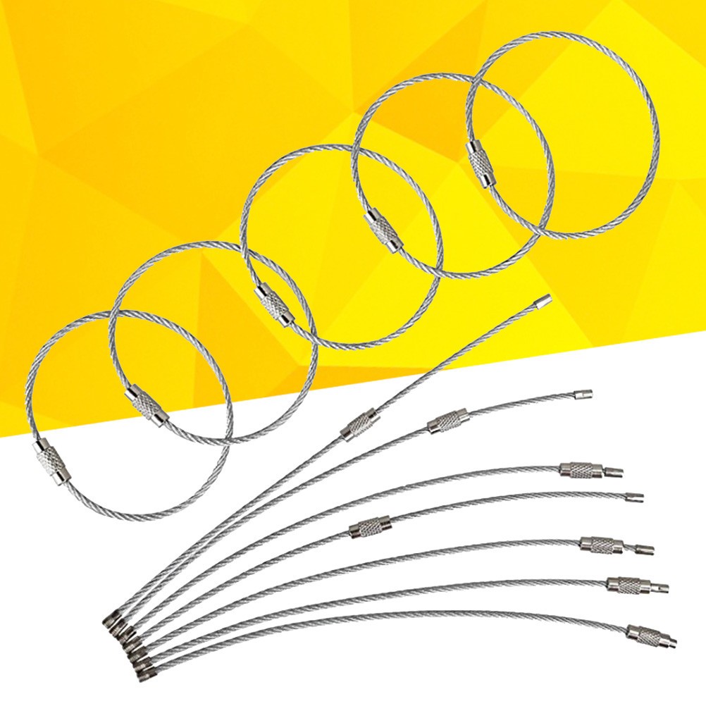 24 Pcs Stainless Steel Wire Keychains Heavy Duty Wire Chains Key Rings