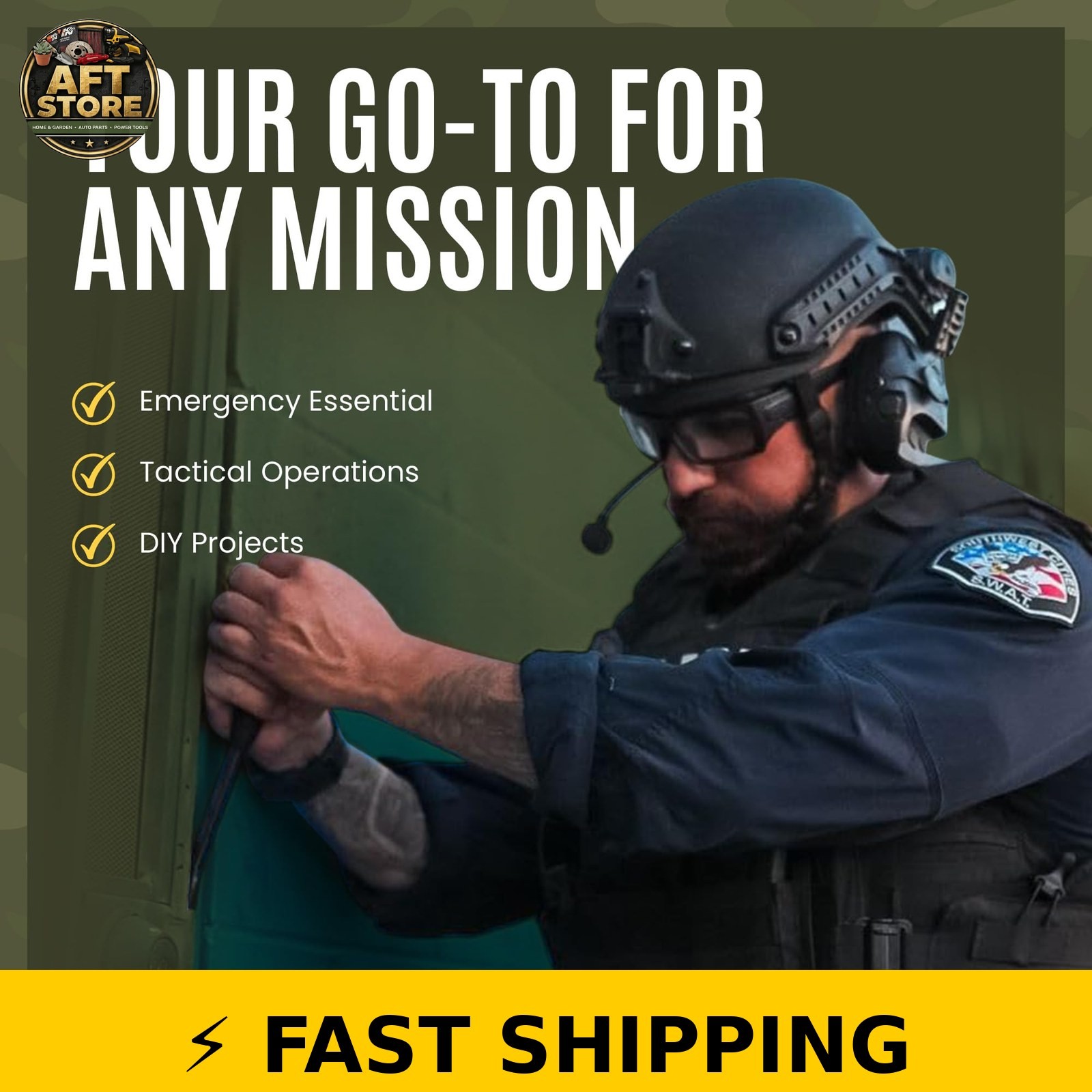 Broco Jimmy Tactical Pry Bar 10.5” – Durable EDC Tool with Comfort Grip