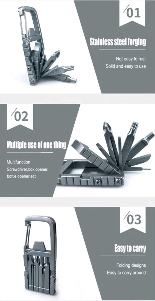 Generic 13 in 1 Keychain Multitool Screwdriver Bit Folding Multi Tool Bottle Ope