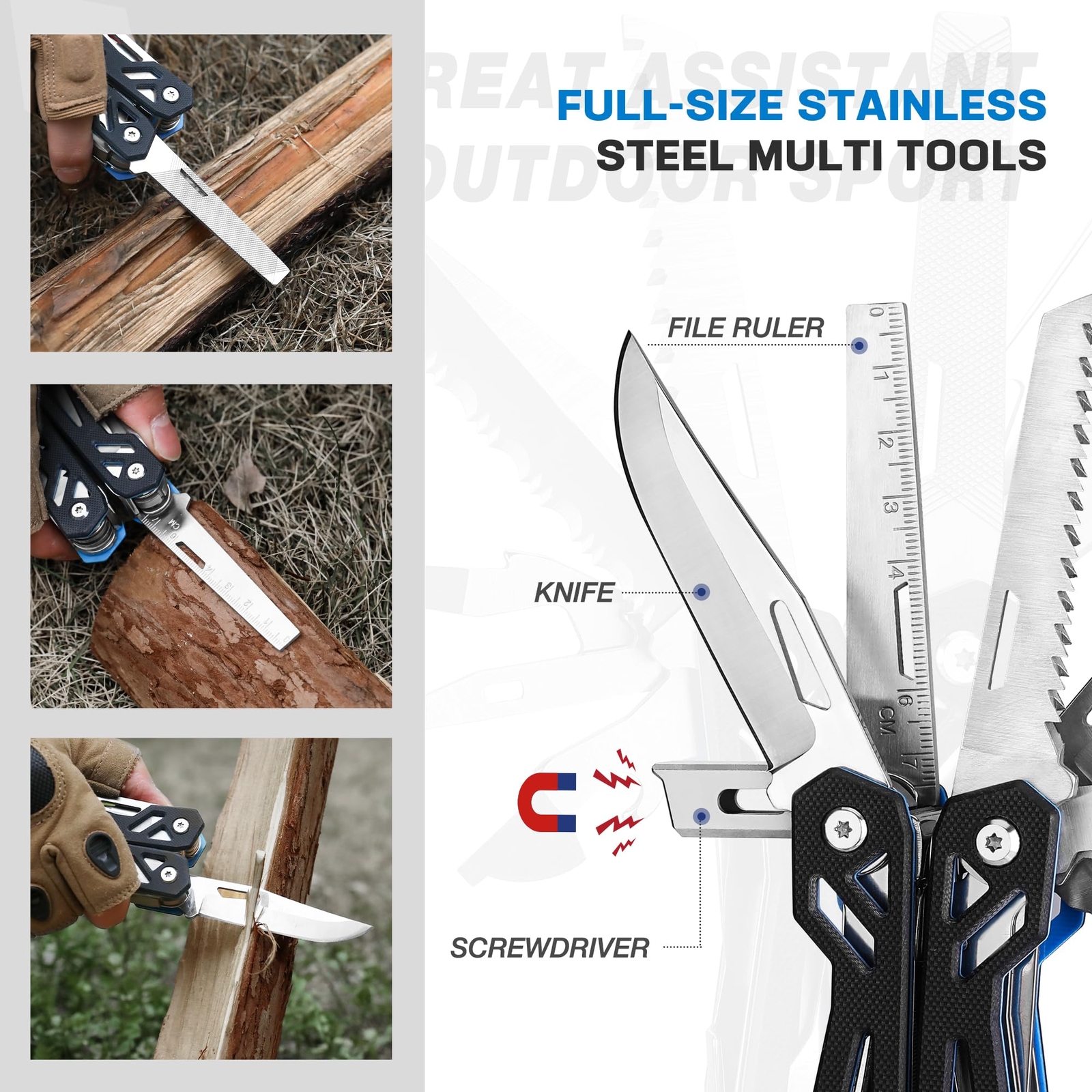 Multitool 21-in-1 Stainless Steel Pocket Knife with G10 Handle Screwdriver Sl…