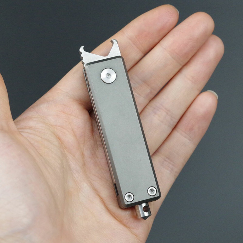 Titanium S35VN Blade Folding Pocket Knife Bottle Opener Outdoor Camping EDC Tool