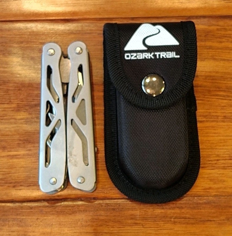 Ozark Trail 12-in-1 Multi Tool Silver Folding Pliers with Belt Sheath