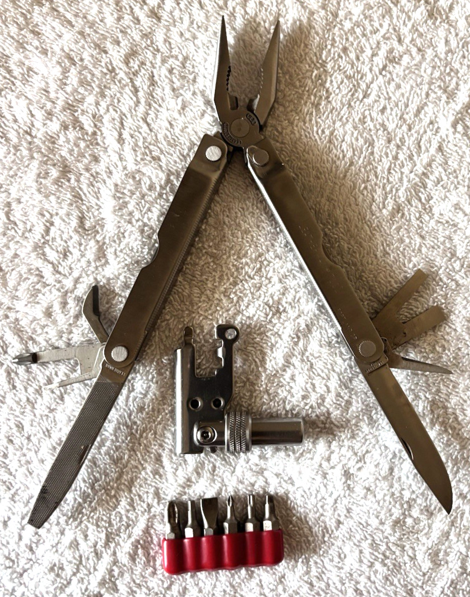 Vintage 1997 Genuine Leatherman Survival Tool with Tool Adapter & Bit Set