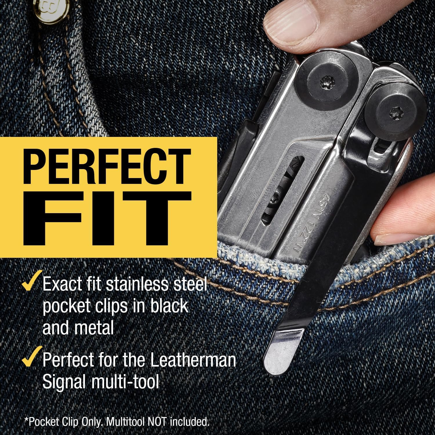 [2-Pack] Stainless Steel Pocket Clip – Perfect Fit for Leatherman Signal Multi-T