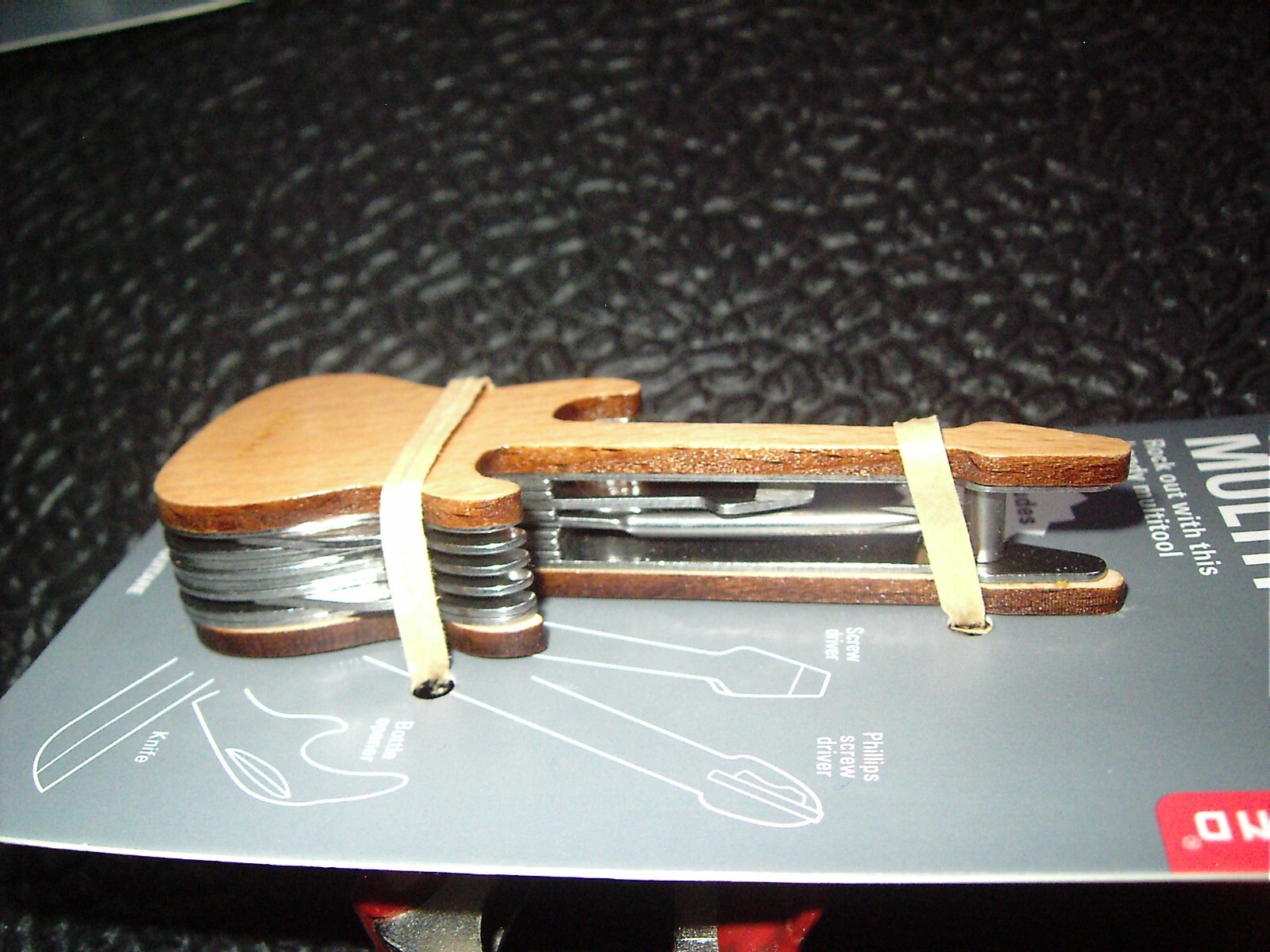 KIKKERLAND Guitar Multitool Screwdriver Swiss Army Bottle Opener Wood Finish NEW