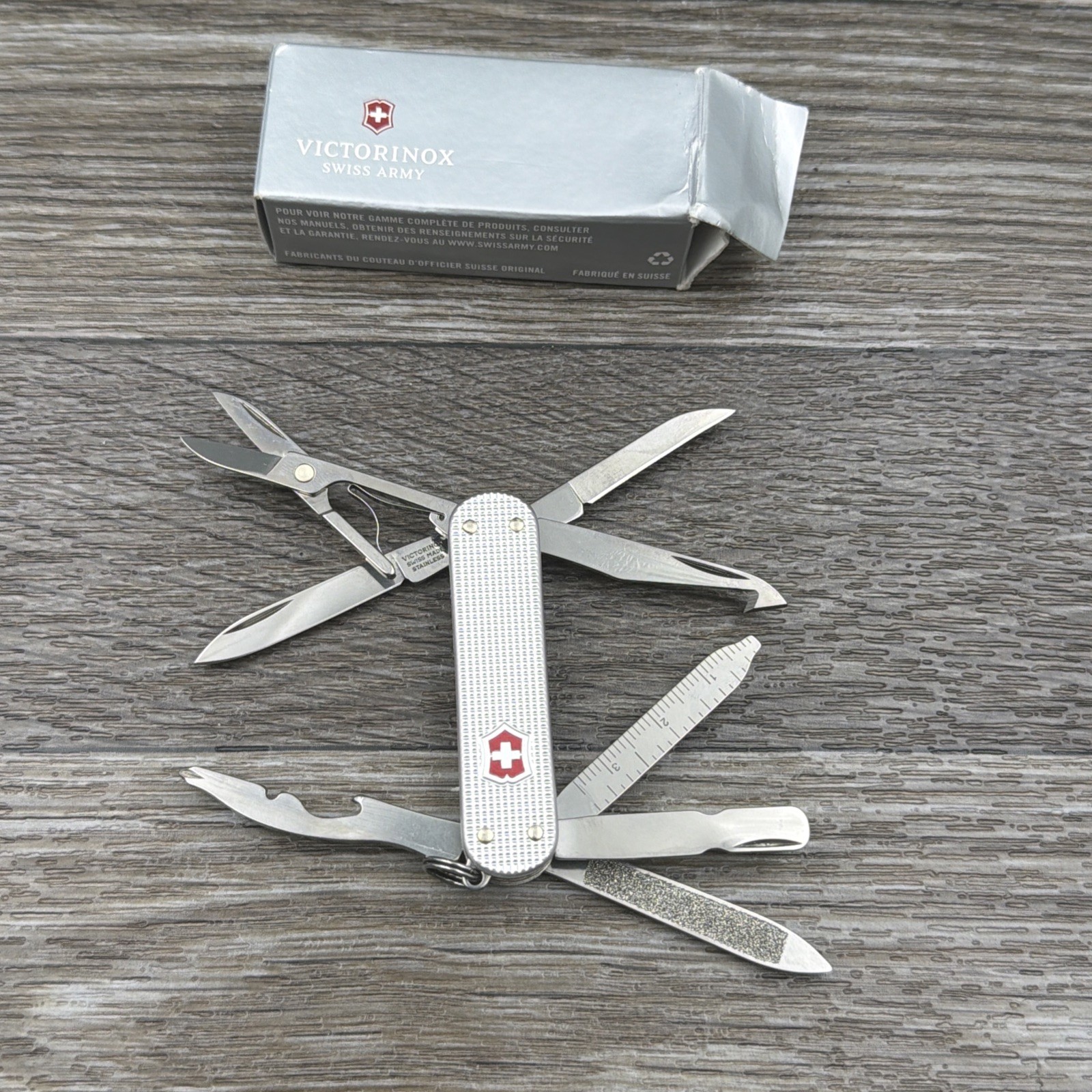Swiss Army Knife, MiniChamp Silver Alox, Victorinox 0.6381.26US2, New In Box