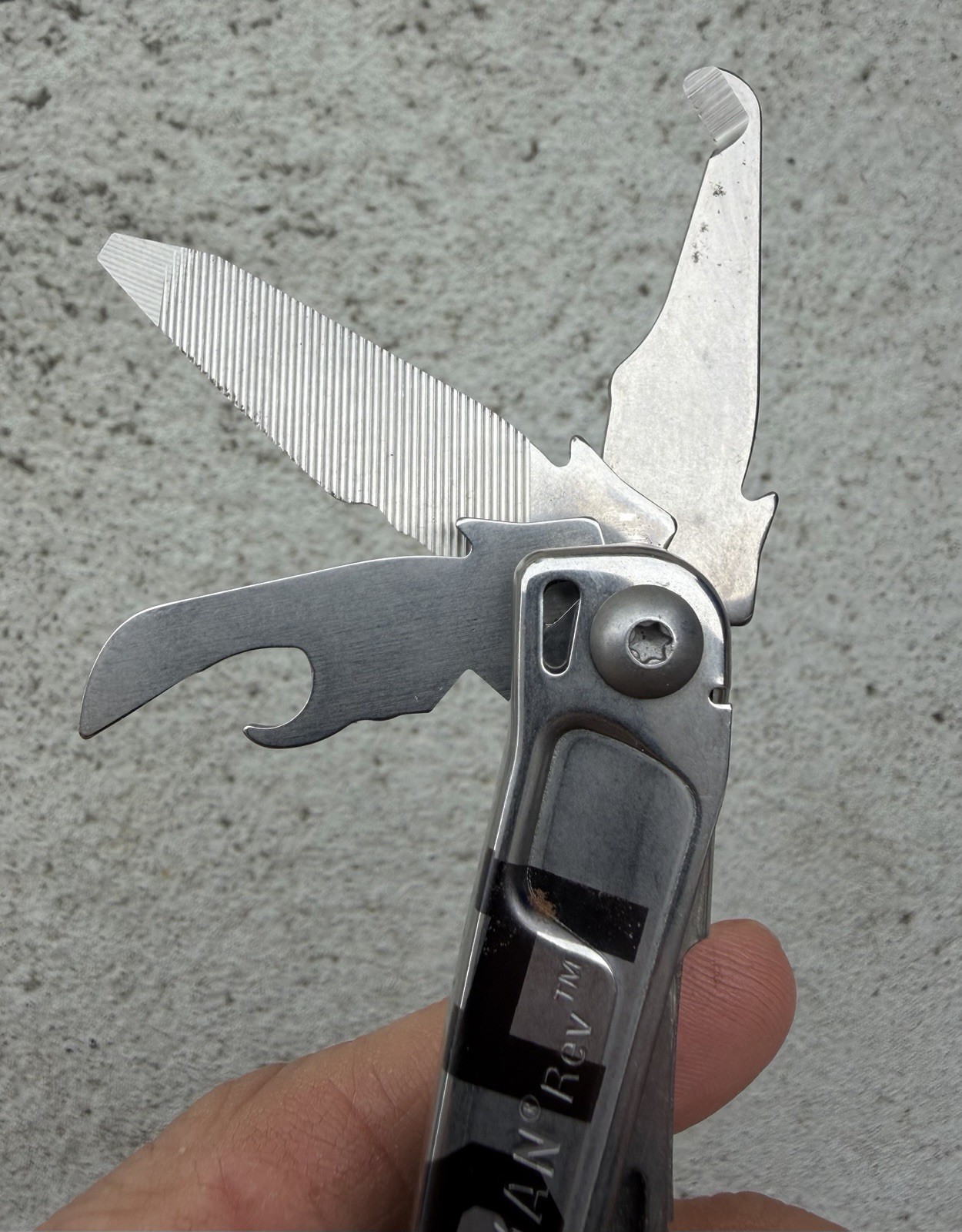 LEATHERMAN REV ADVERTISING “MSH” “APS” MULTI TOOL W/POCKET CLIP, EXCELLENT