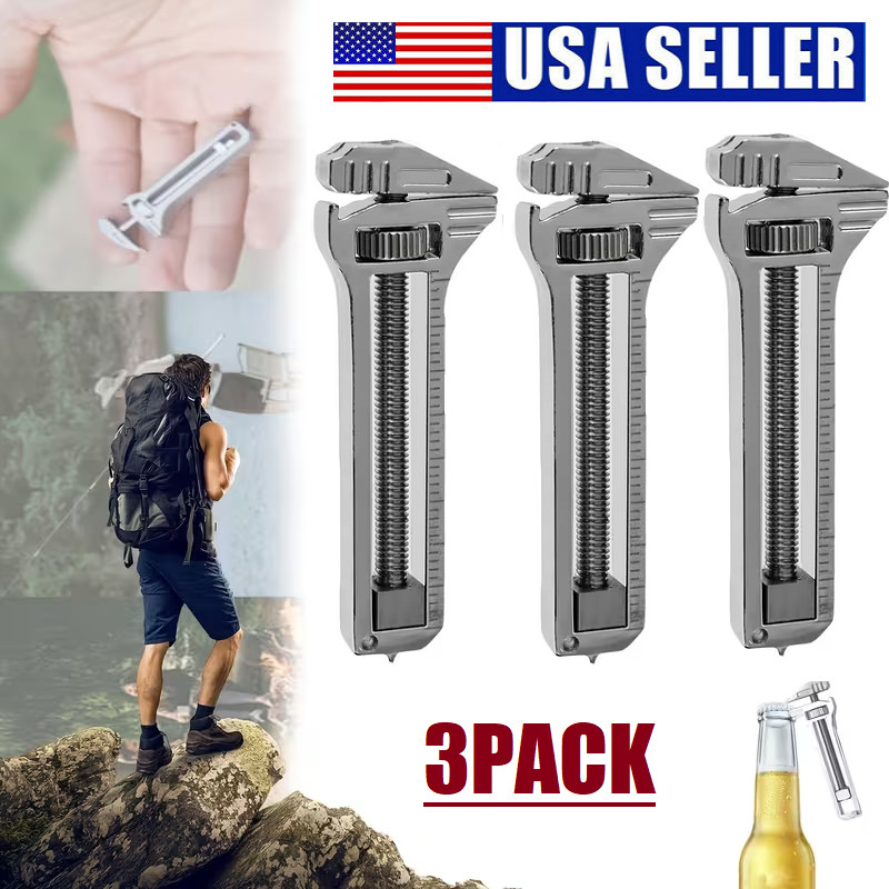 3Pcs Compact Titanium Hiking Multitool Mini Multitool Wrench Opener Keychain USA