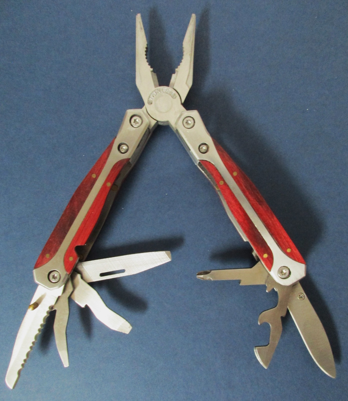 Grandpas Desk Drawer-Multi-Tool-Texas Instr. Solar Calculator-Stanley Box Cutter