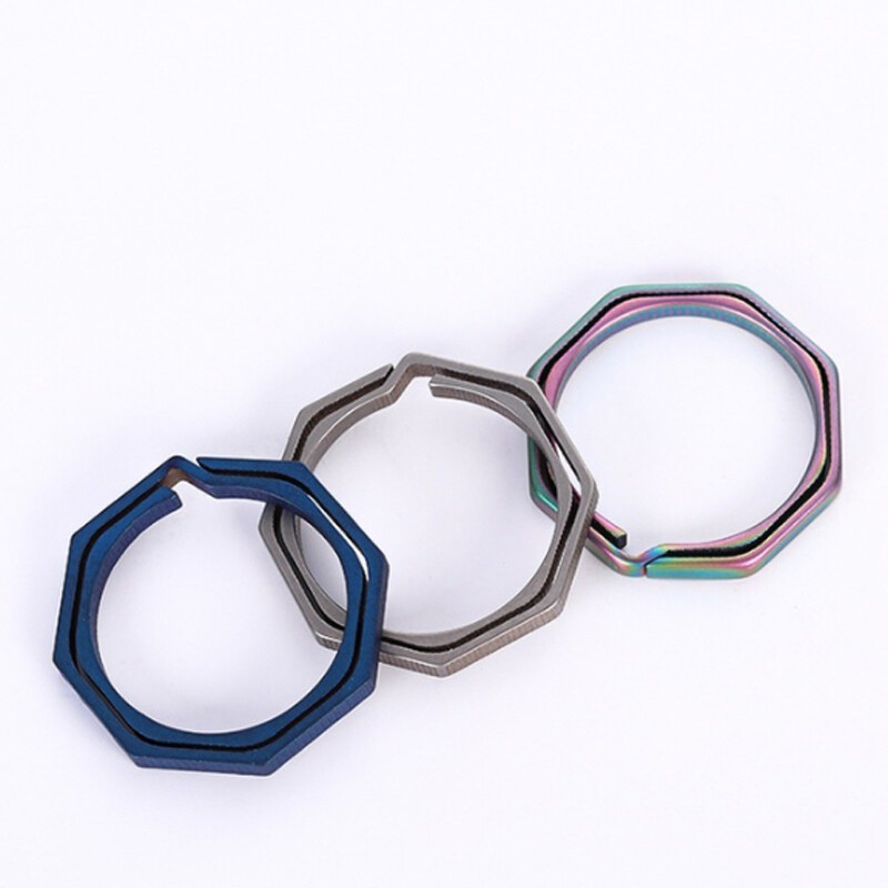 EDC 3pcs Titanium Alloy Keychain Octagon Key Ring Outdoor Portable Multi Tool
