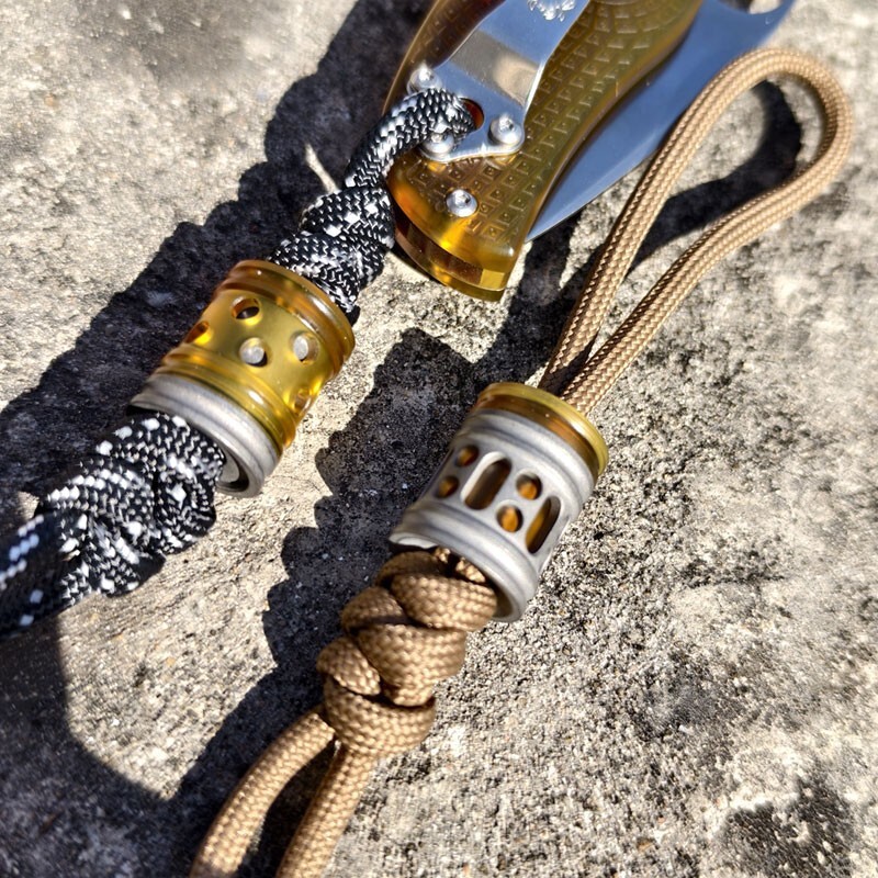 New PEI + Titanium Knife Bead Parachute Cord Lanyard Keychain Necklace Trim EDC