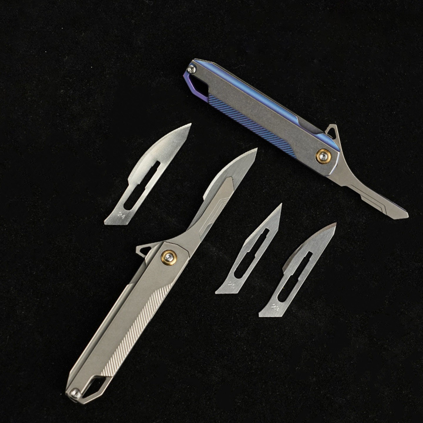 Titanium Mini Folding Utility Knife Keychain EDC Package Opener with Blades