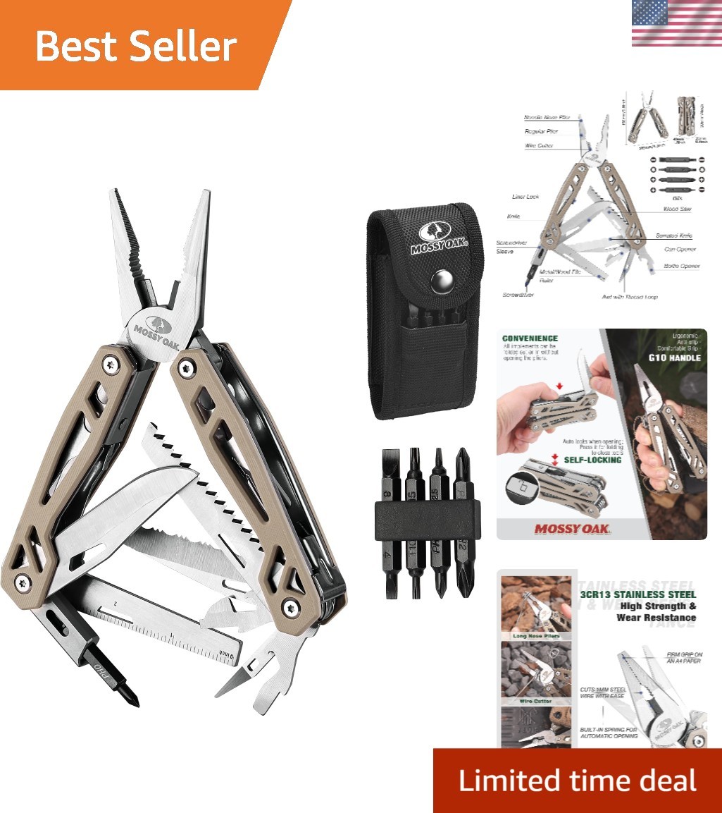 All-in-One 22-in-1 Multitool with Desert Steel Handle for Outdoor Excursions