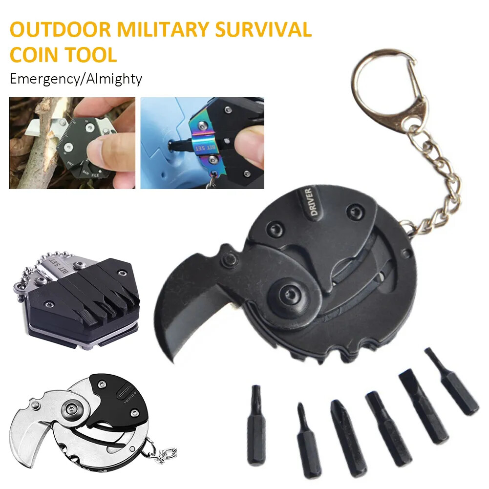 Multifunctional Keychain Screwdriver Hexagon Coin Outdoor EDC Tool Mini Keychain