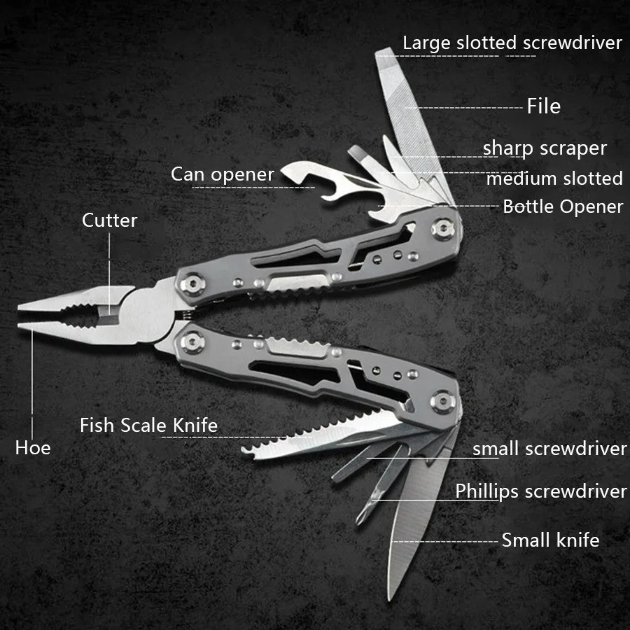 Camping Multitool Folding Knife Pliers Stainless Steel Survival Outdoor Tool