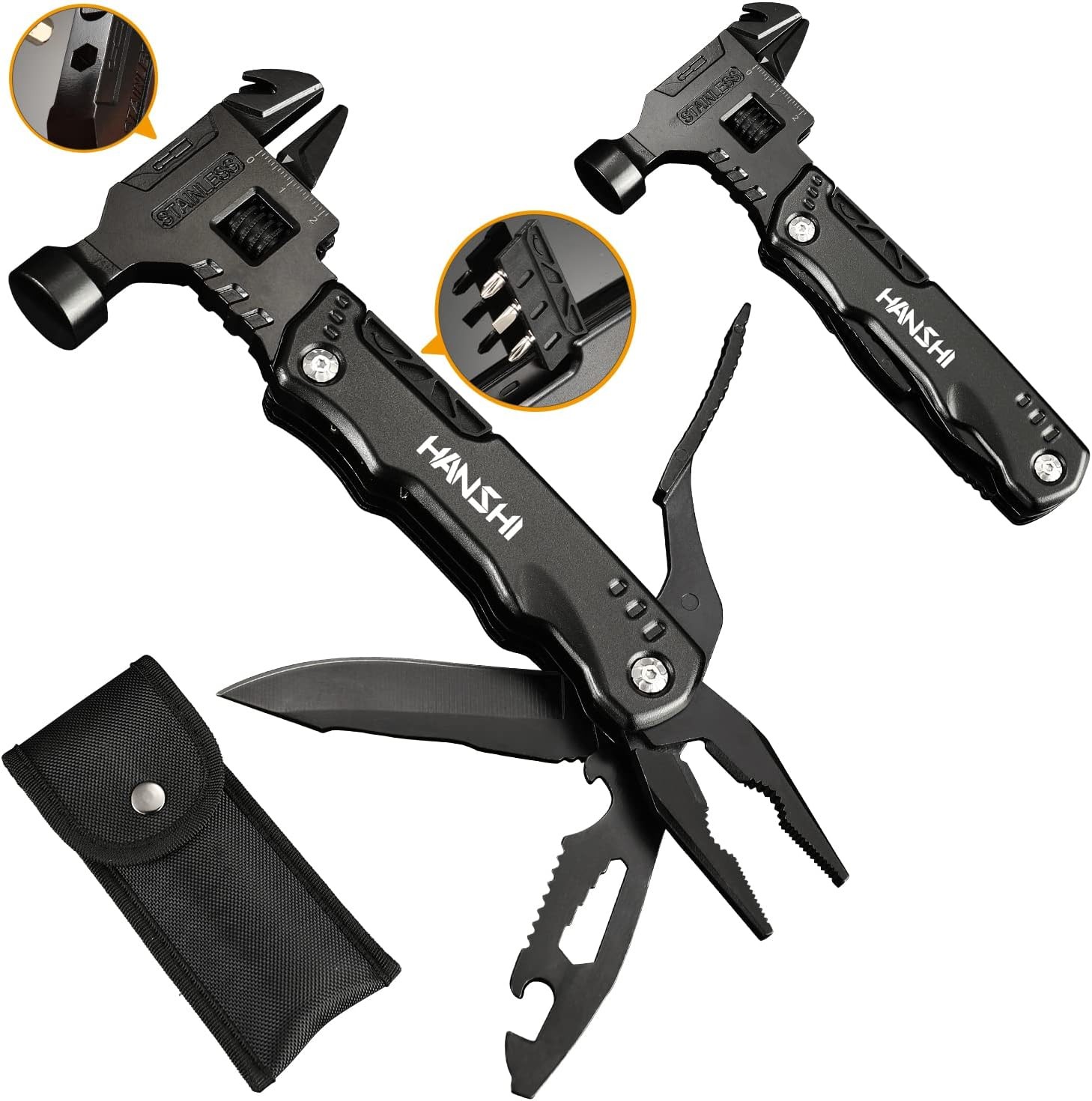 HANSHI 16-in-1 Multitool Hammer Wrench Pocket Knife