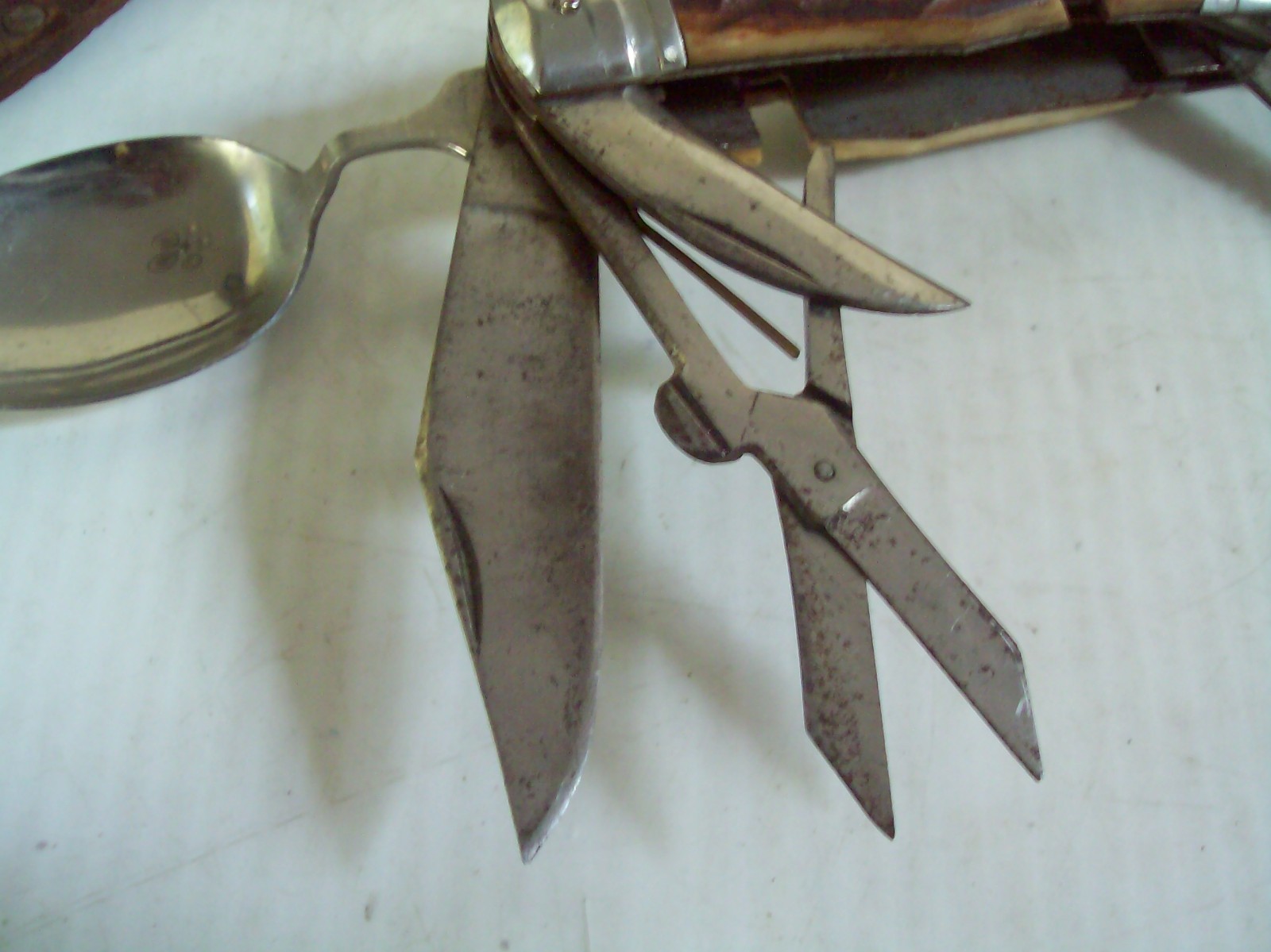 Vintage Camping Multi Task Pocket Knife Tool w/ Belt Holder Made in Japan