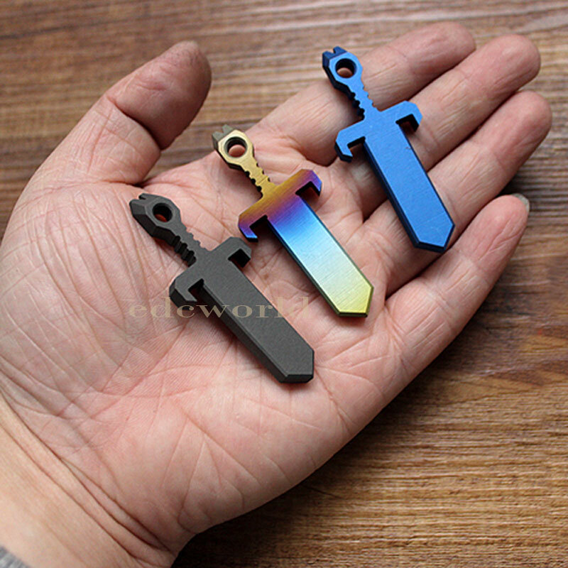 Titanium Alloy Necklace Pendant Crowbar Zipper Head outdoor Keychain EDC Tool