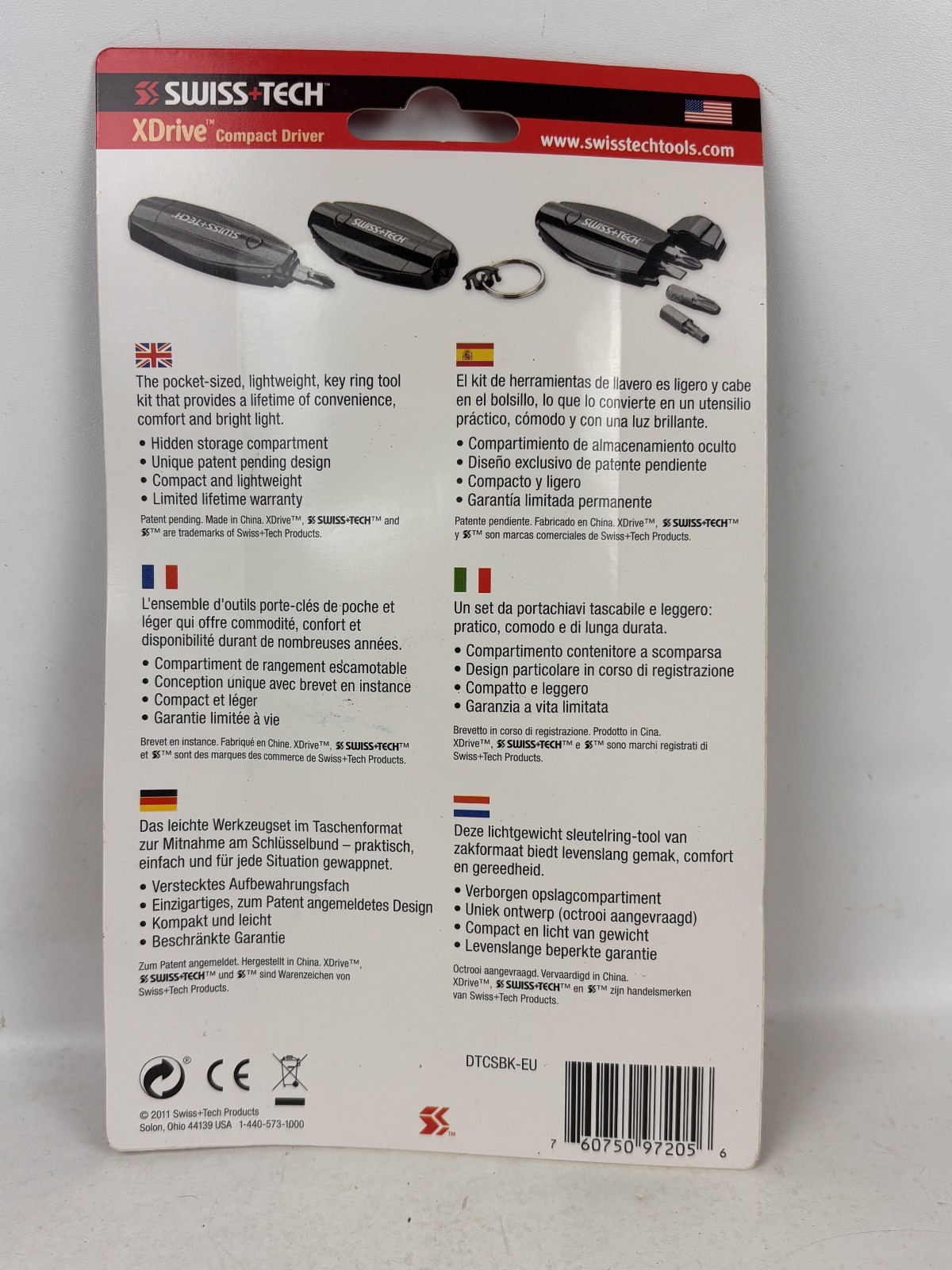 New Still in Box Swiss+Tech XDrive Compact Driver 7 in 1 Key Ring Tool