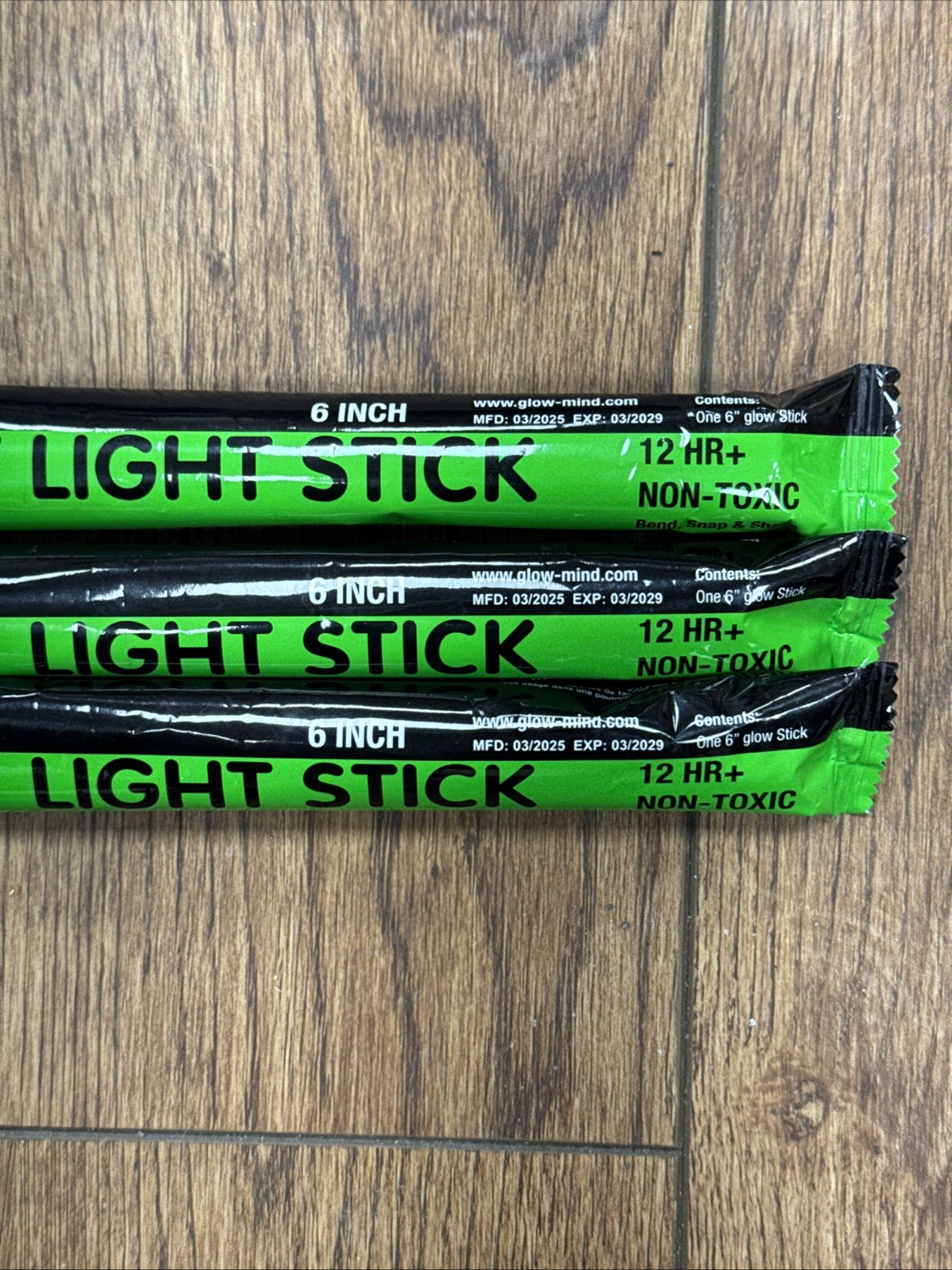 3 GLOW MIND GREEN Safety SOS Light Sticks 6in 12HR+ Non Toxic FREE SHIPPING