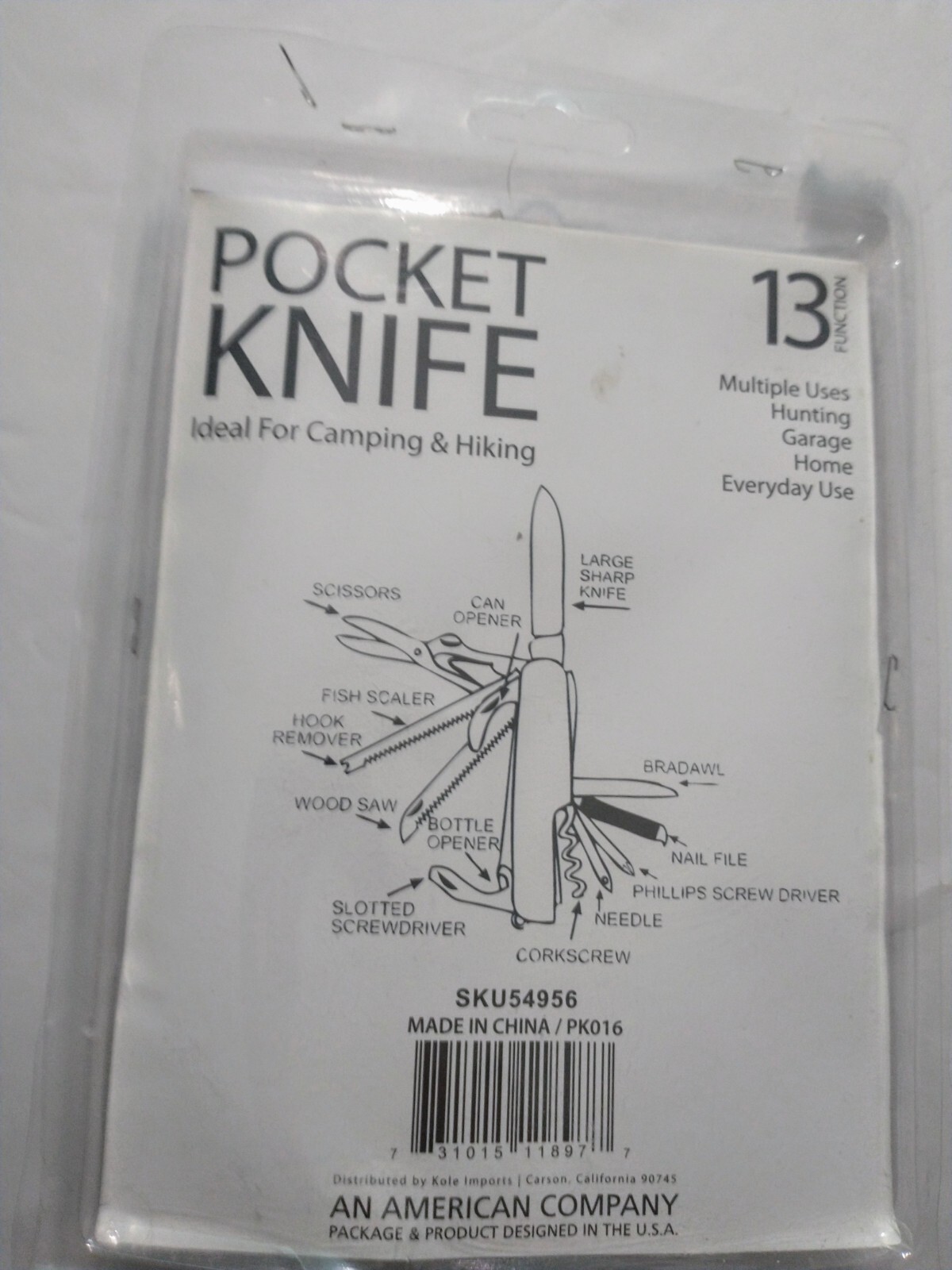 Kole Imports Pocket Knife Multi tool 13 Functions Steel In Original Packaging
