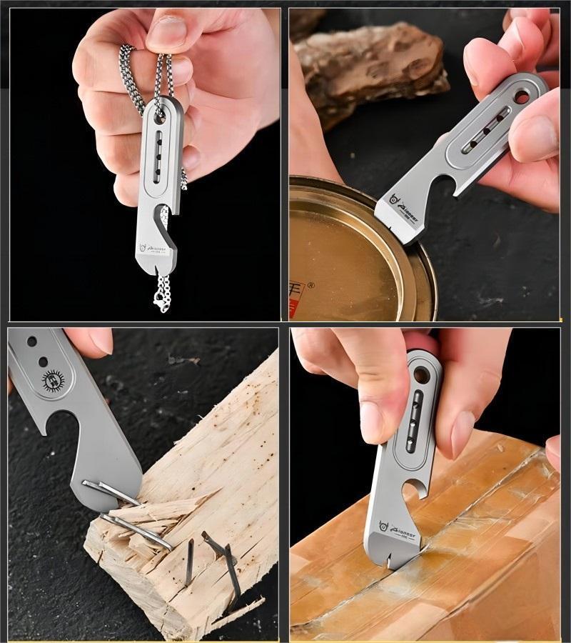 Titanium Pry Bar Crowbar Bottle Opener Portable Keychain Pocket Multi EDC Tool