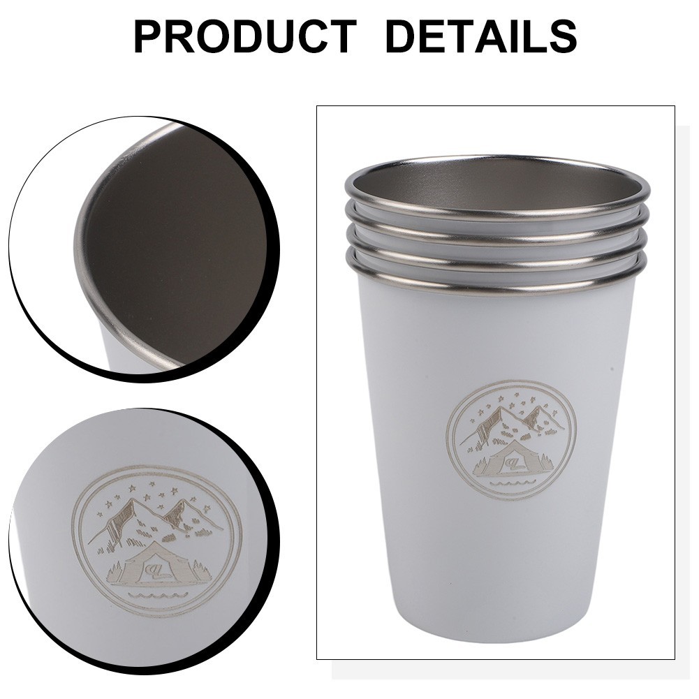 Campsite Essential 304 Stainless Steel Cups with Colorful Adventure Themes