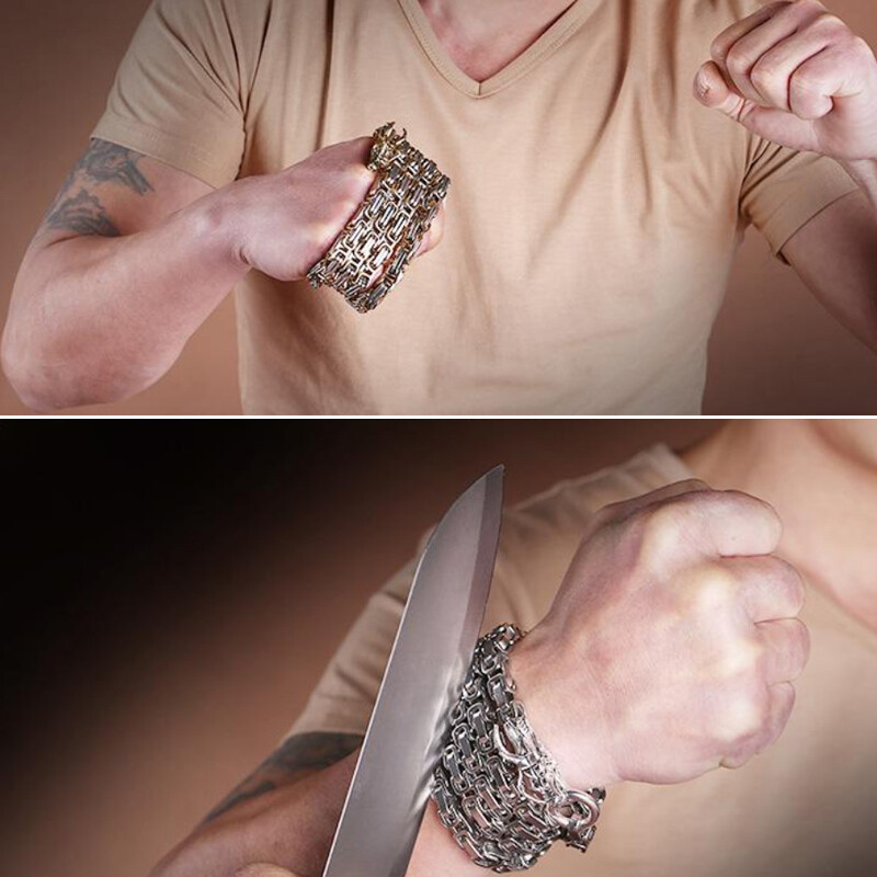Men Stainless Steel Bracelet Self-defense Survival Dragon Necklace Chain