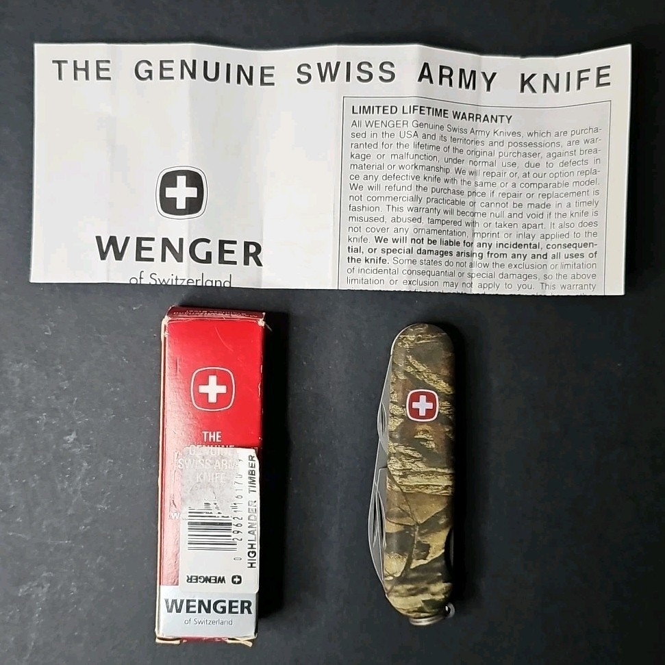 Wenger Highlander Swiss Army Knife Timber Camo 16170 85mm Multi Tool Switzerland