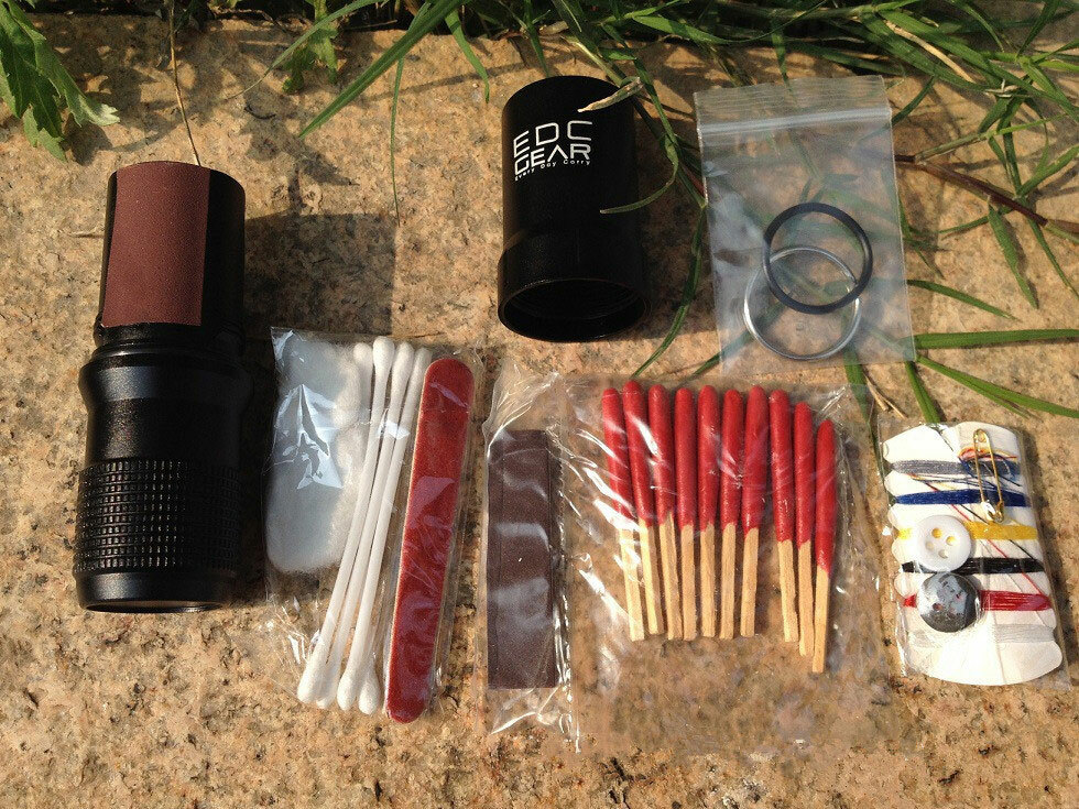 HotCNC Aluminium Alloy Outdoor Survival Waterproof Box EDC Tank with Accessories