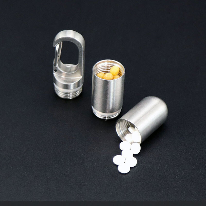Outdoor Multilayer Waterproof Pill Case Key Chain Capsule Seal Container Box EDC