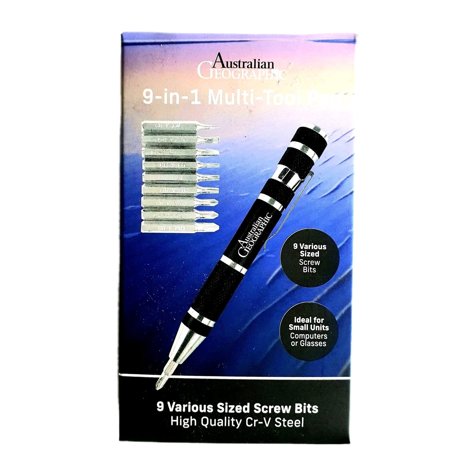 Australian Geographic 9-in-1 Multi-Tool Pen Mini CrV Steel Screwdriver Gift Set